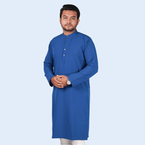 পেট্রোল ব্লু কালার অরিজিনাল প্রিমিয়াম চায়না ফেব্রিকের সলিড পাঞ্জাবি